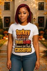 Turkey Gravy Beans & Rolls — Lemme See That Casserole PNG | Bold & Glossy Thanksgiving Text Design