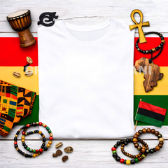 🖤 Black History T-Shirt Mockup – Cultural Flat Lay Scene White