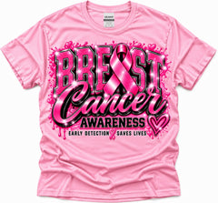 Breast Cancer Awareness Early Detection Saves Lives T-shirt in Pink