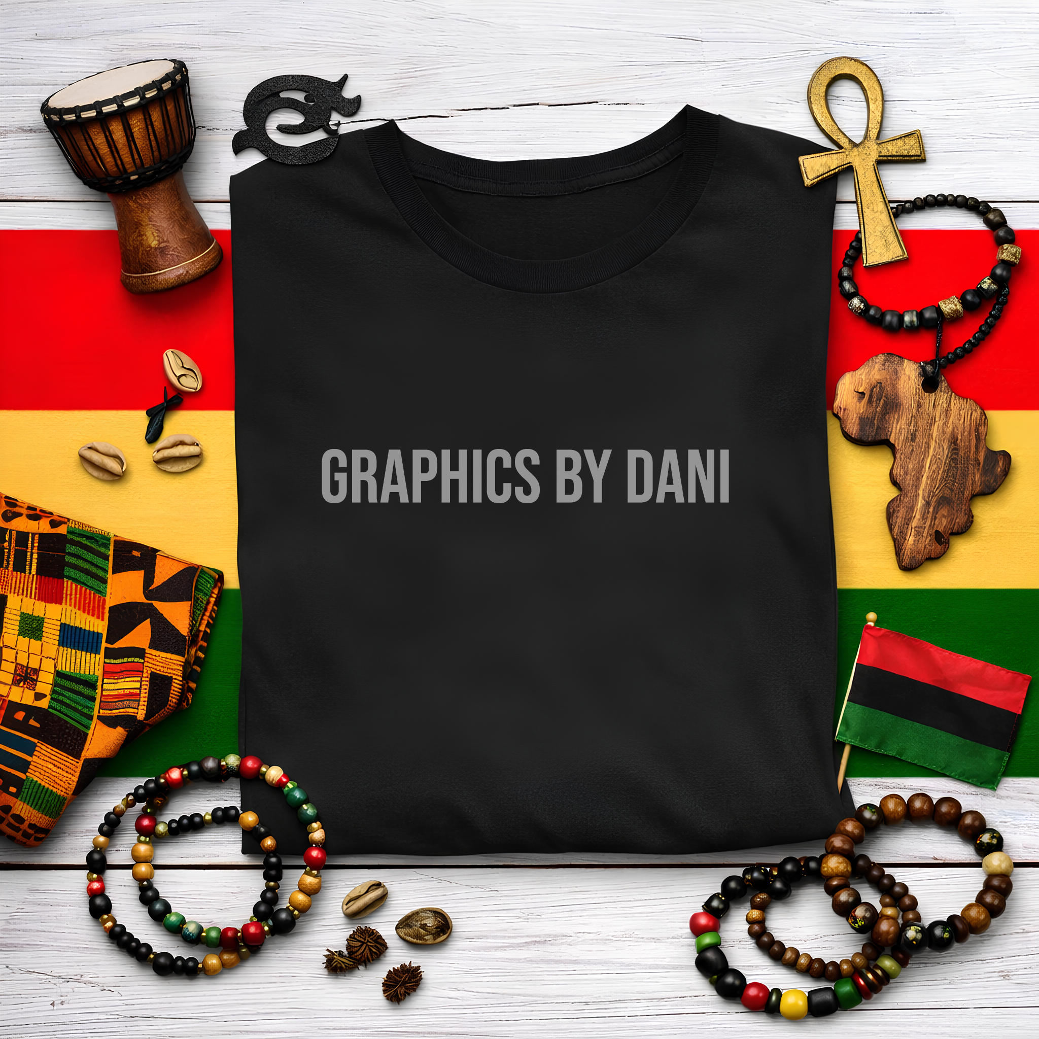 🖤 Black History T-Shirt Mockup – Cultural Flat Lay Scene Black