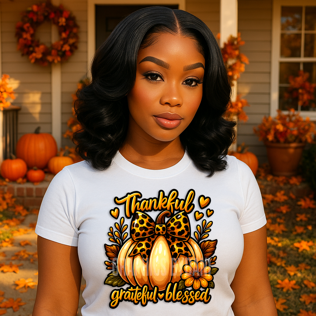 🍂 Thankful • Grateful • Blessed Leopard Pumpkin PNG