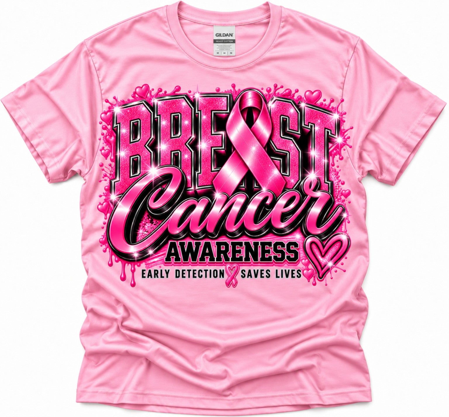 Breast Cancer Awareness Early Detection Saves Lives T-shirt in Pink