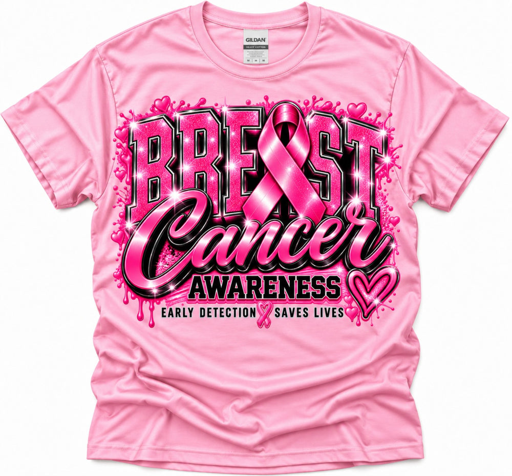 Breast Cancer Awareness Early Detection Saves Lives T-shirt in Pink