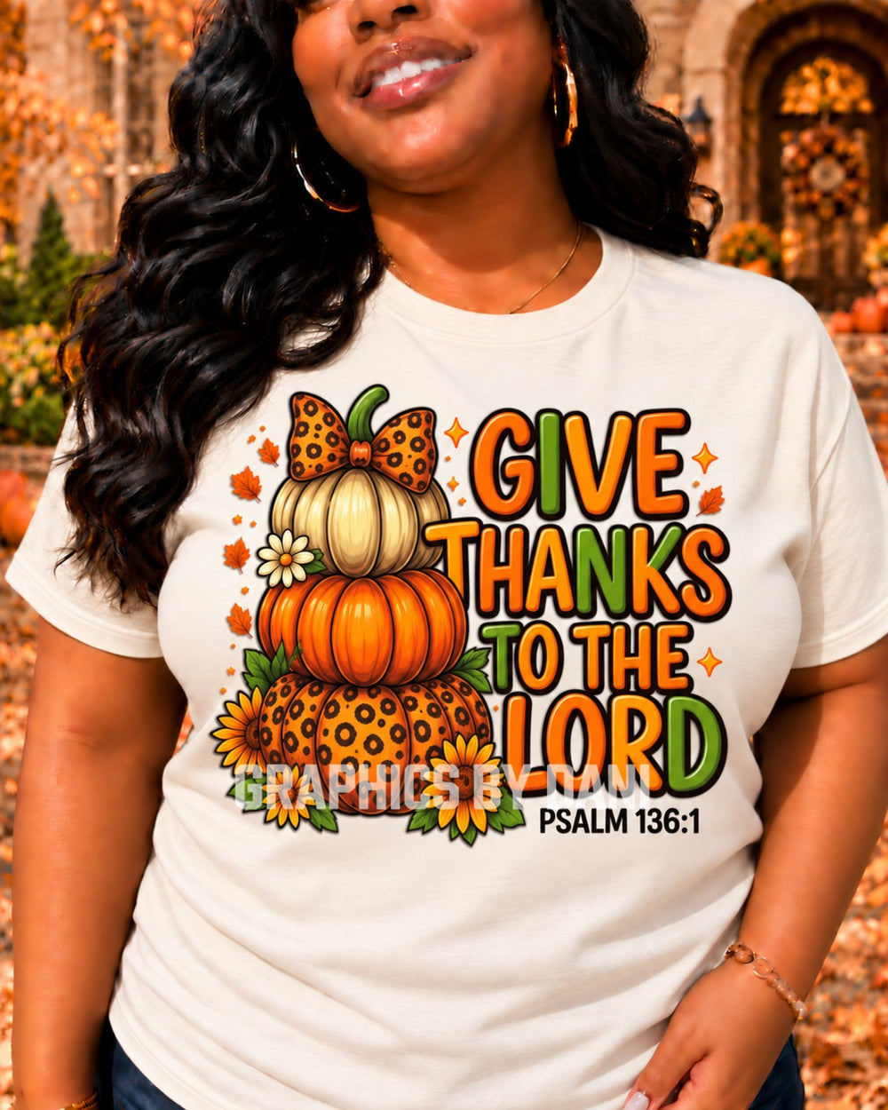Give Thanks to the Lord — Psalm 136:1 shirt mockup