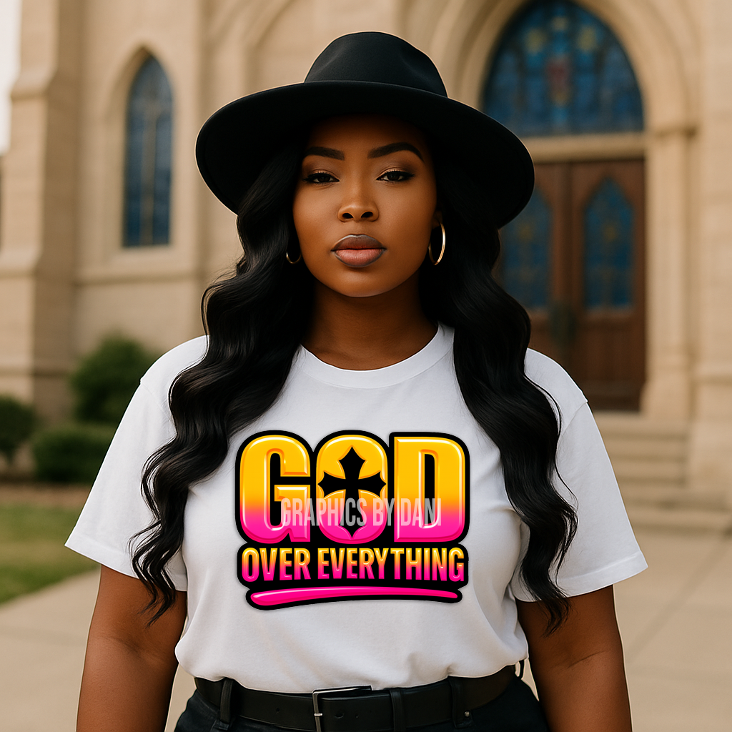 GOD OVER EVERYTHING PNG Bundle | Bold Faith-Based Gradient Designs (8-Pack, 300 DPI)