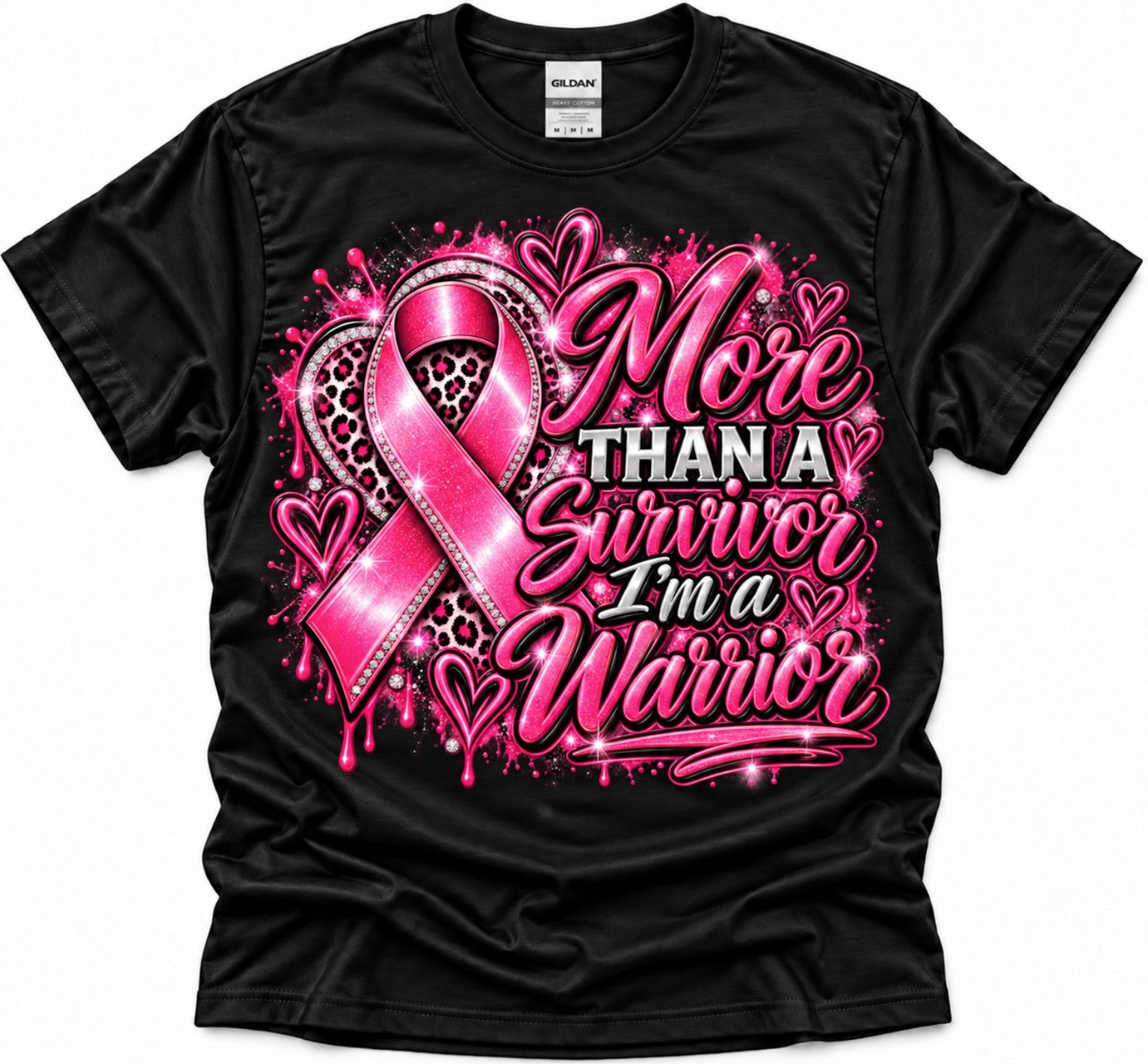 Black More Than a Survivor I'm a Warrior breast cancer awareness T-shirt