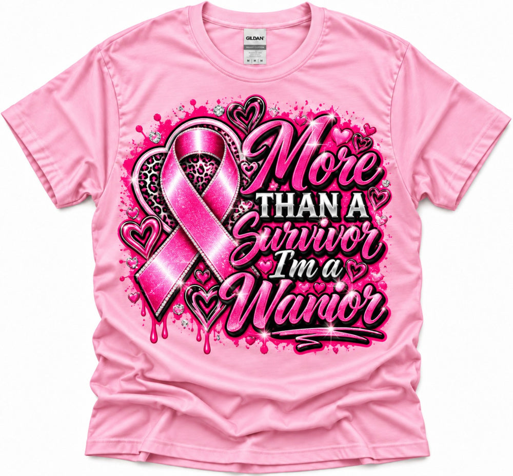 Pink More Than a Survivor I'm a Warrior breast cancer awareness T-shirt