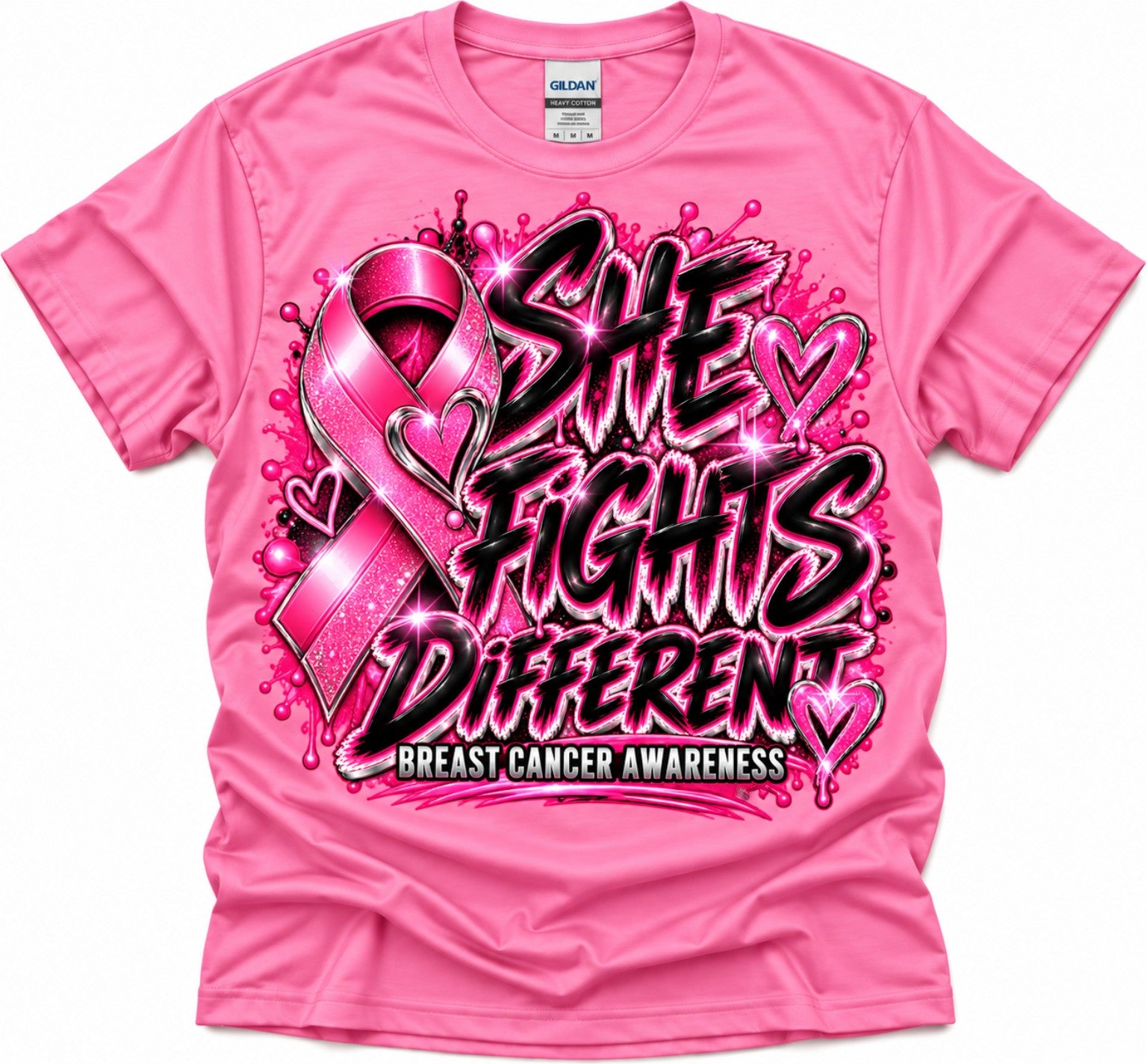 She Fights Different Breast Cancer Awareness T-Shirt in pink