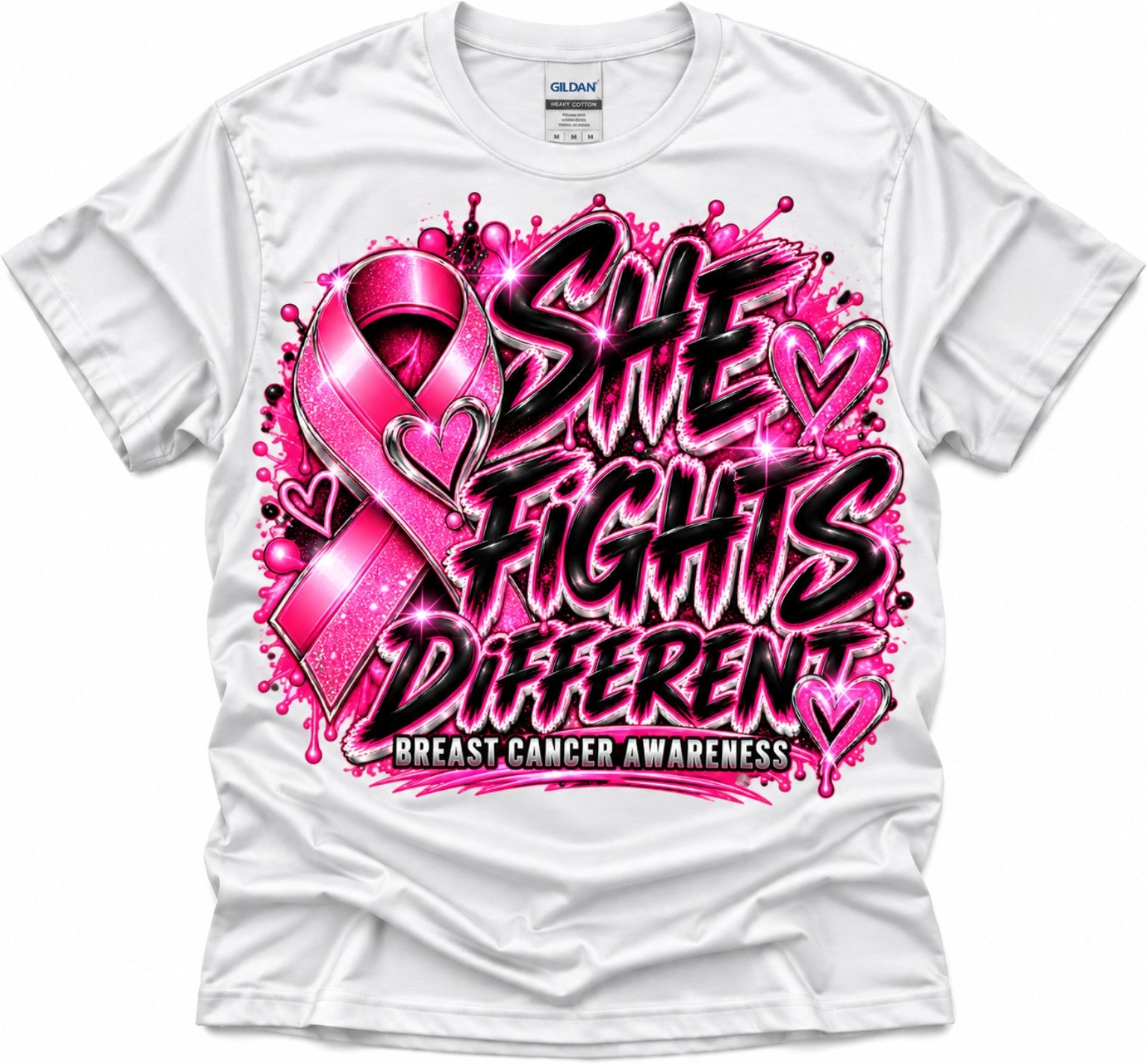 She Fights Different Breast Cancer Awareness T-Shirt in white