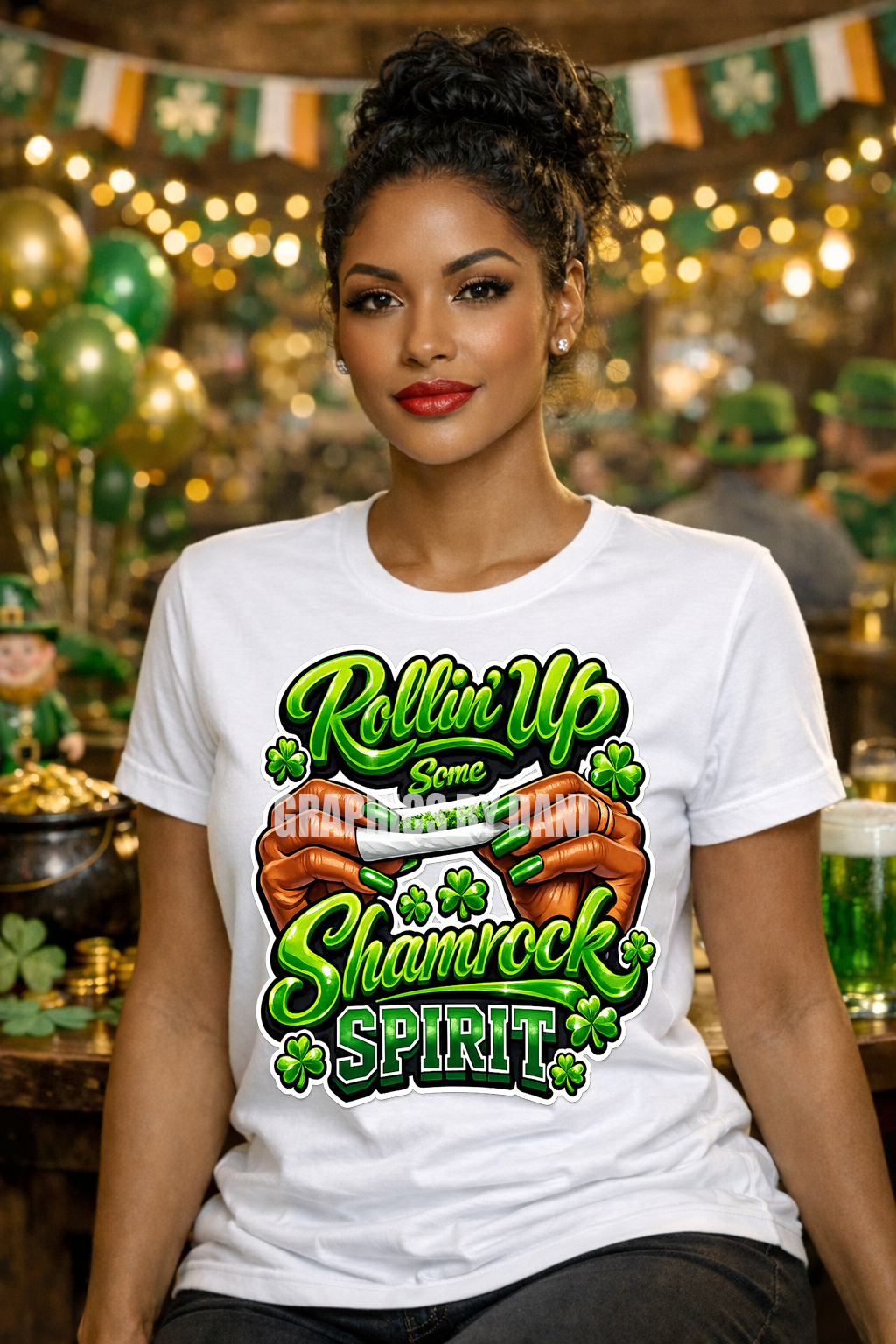 Rollin’ Up Some Shamrock Spirit PNG | Funny St. Patrick’s Day Green Statement Design | Digital Download
